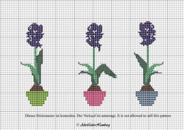 3 Hyazinthen Kreuzstich-Vorlage ©AlteLiebeHamburg