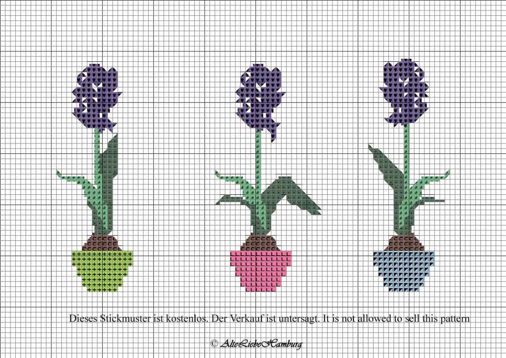 3 Hyazinthen Kreuzstich-Vorlage ©AlteLiebeHamburg