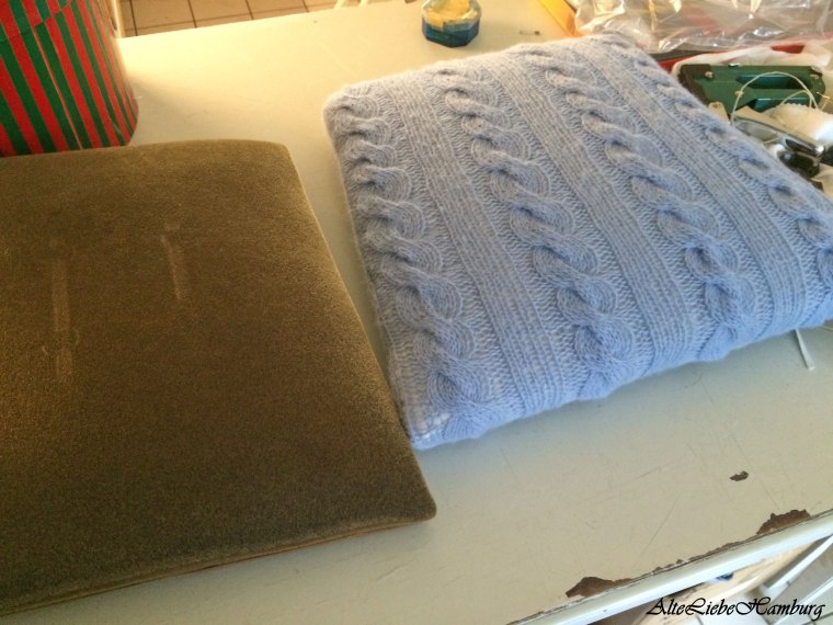 Gestrickter Sitzbezug - Zopfmuster