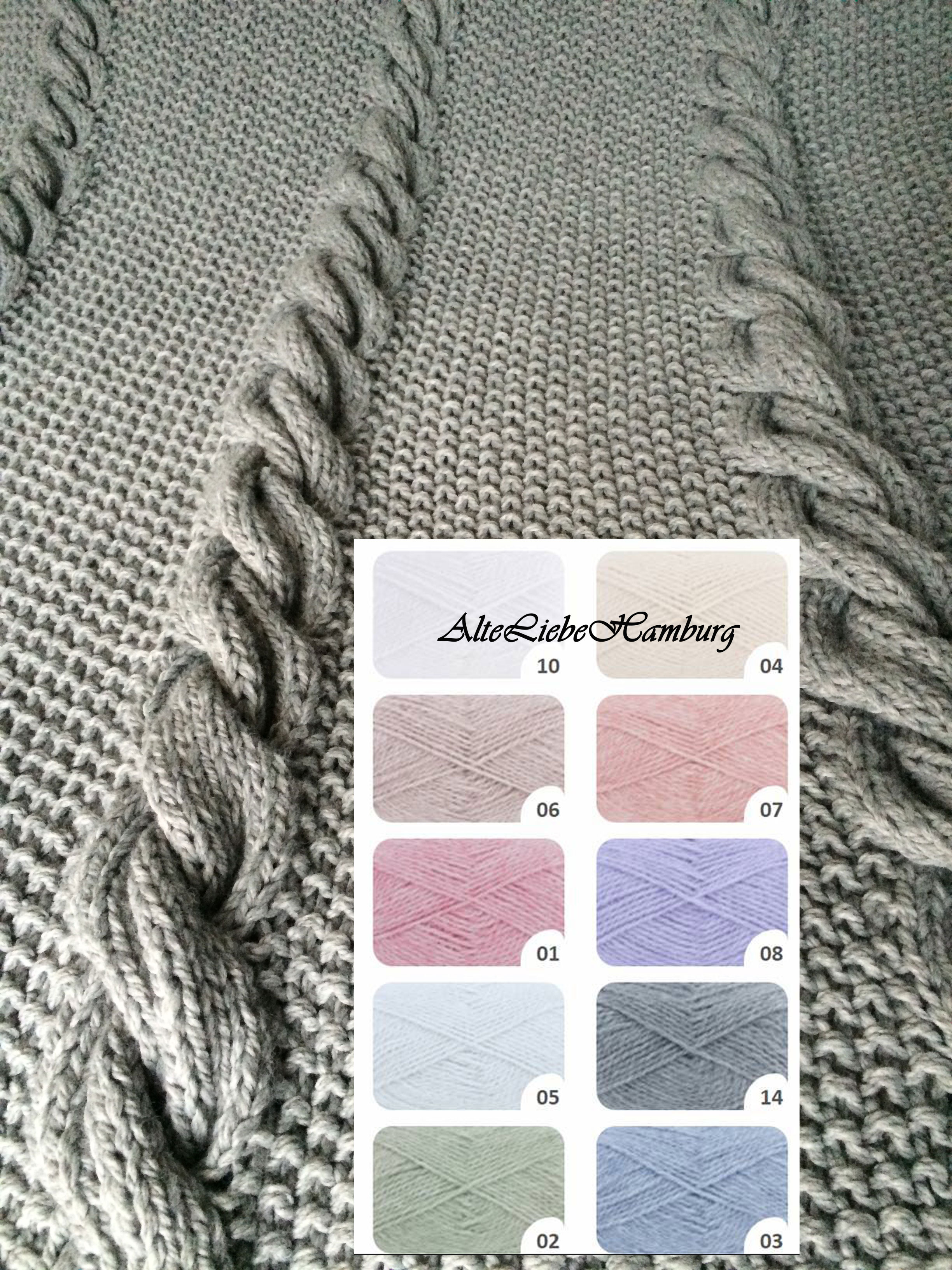 Farbtabelle für Wolldecke mit Zöpfen