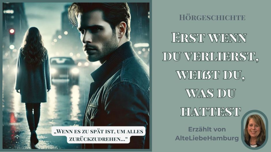 ine Frau, die sich von einem Mann abwendet, während er ihr nachblickt. Sein Gesicht ist im Schatten oder unscharf, um die Distanz zu verdeutlichen. Hintergrund: Eine Straße oder eine symbolische Trennungslinie zwischen beiden.